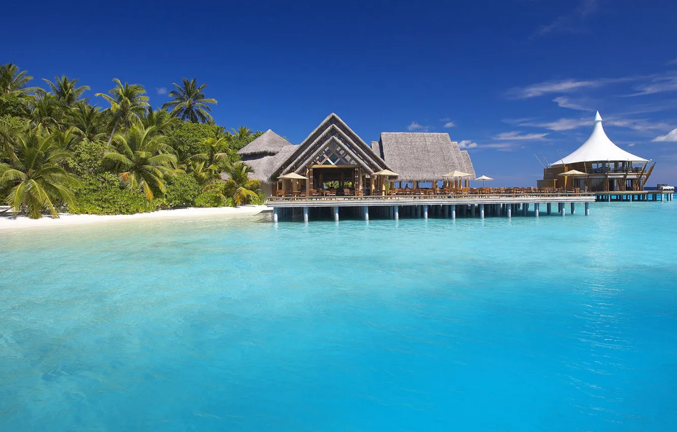 Фото обои океан, Мальдивы, курорт, экзотика, water, island, baros maldives resort