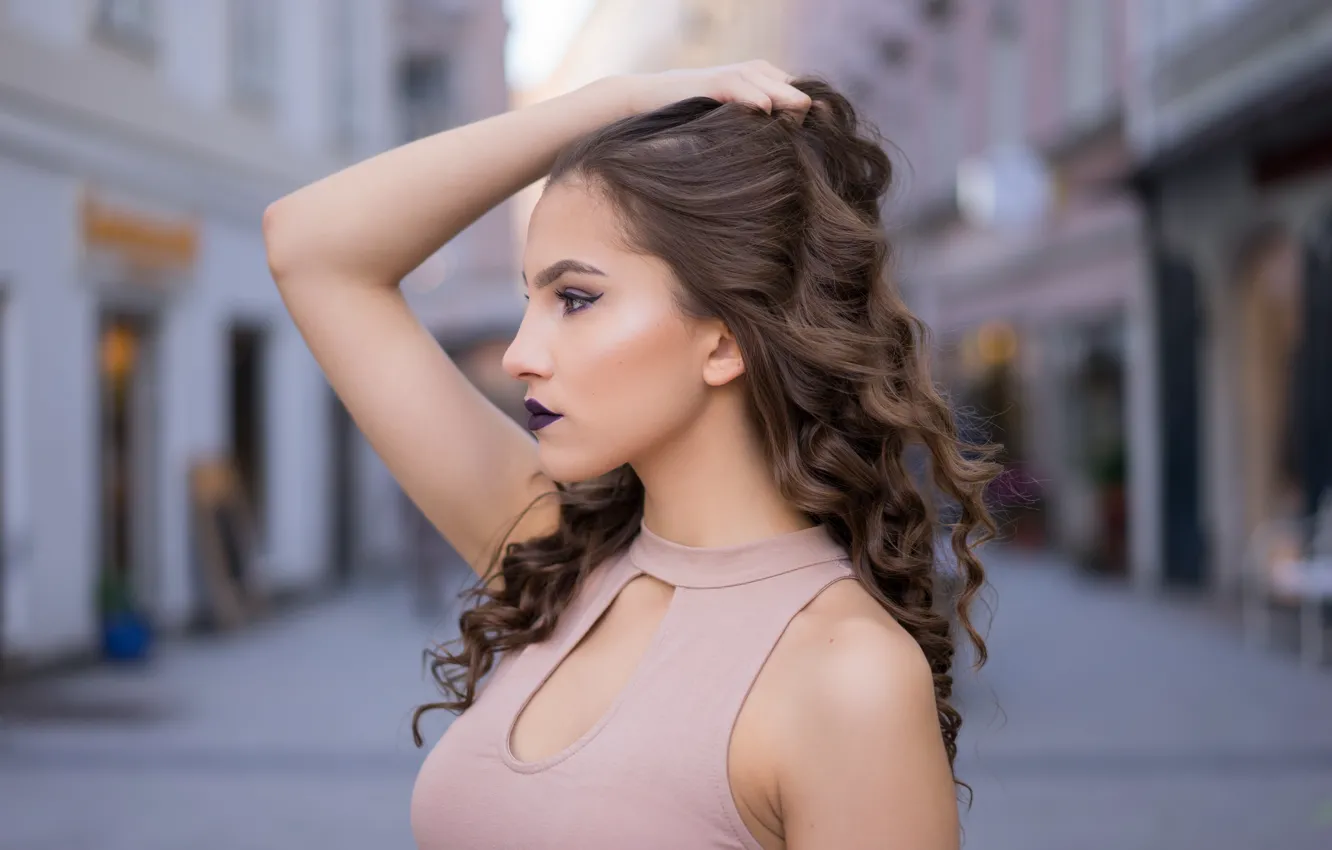 Фото обои девушка, лицо, фон, волосы, профиль, jasmin