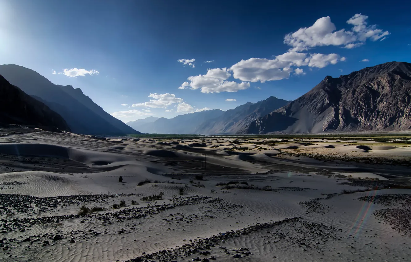 Фото обои песок, горы, дюны, Nubra Valley