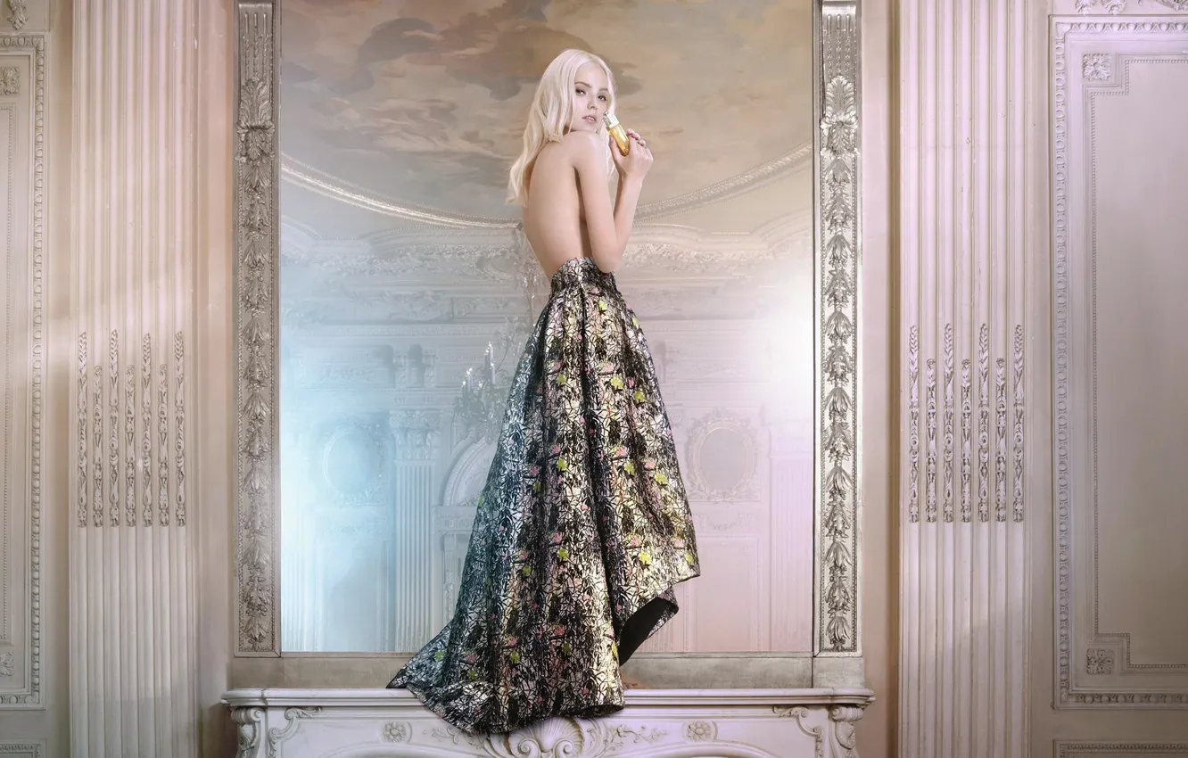 Фото обои девушка, поза, модель, дух, зеркало, красотка, Sasha Luss