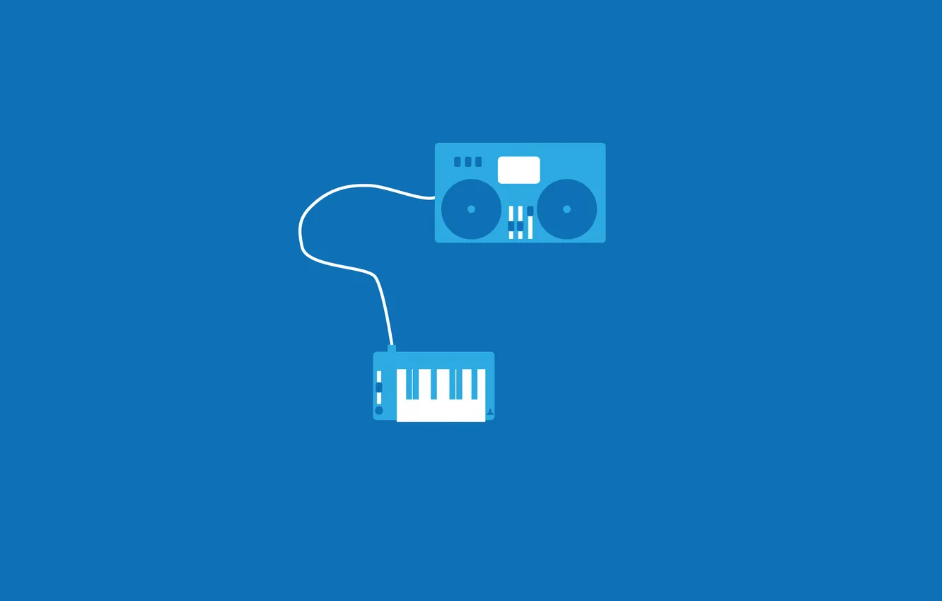 Фото обои музыка, минимализм, music, minimalism, микшер, синий фон, диджей, blue background