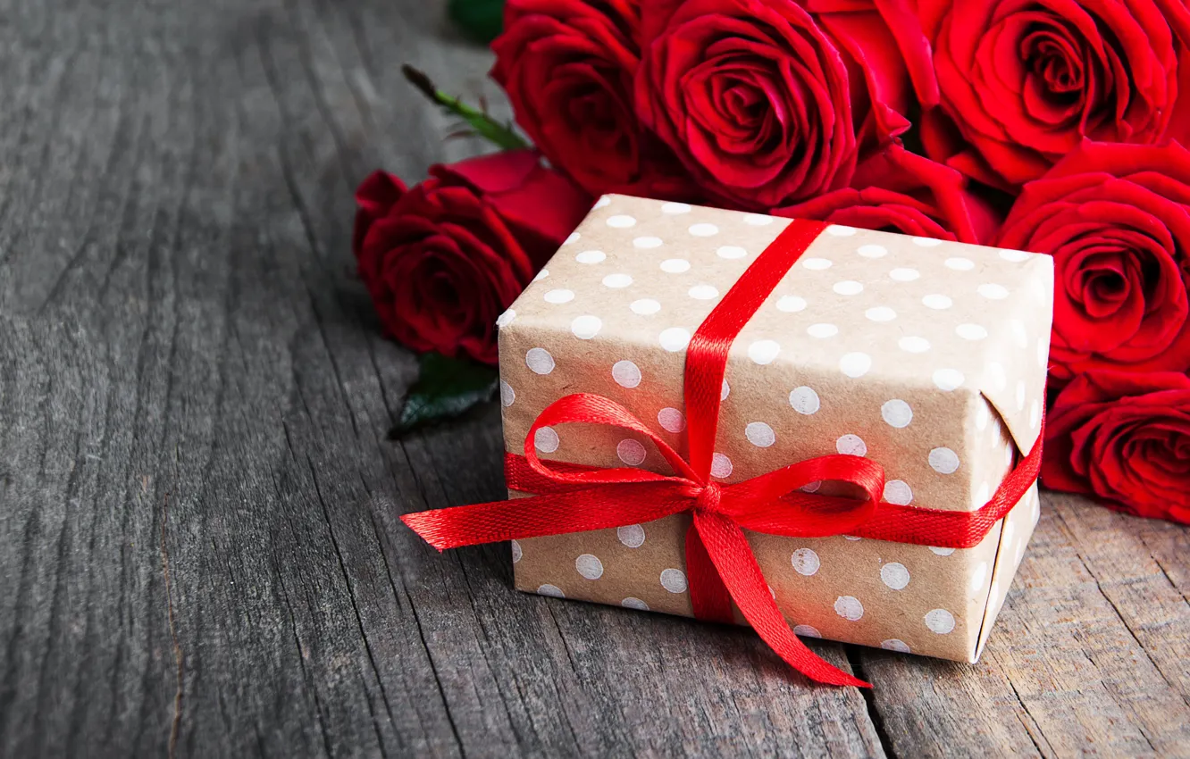 Фото обои подарок, розы, красные, Olena Rudo