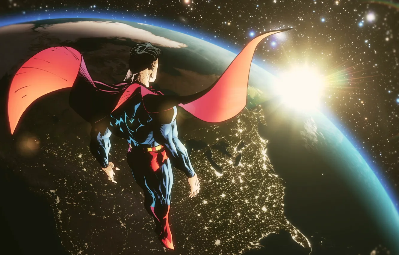 Фото обои космос, superman, плащ