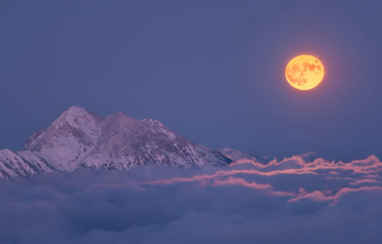 Фото обои cloud, mountain, full moon