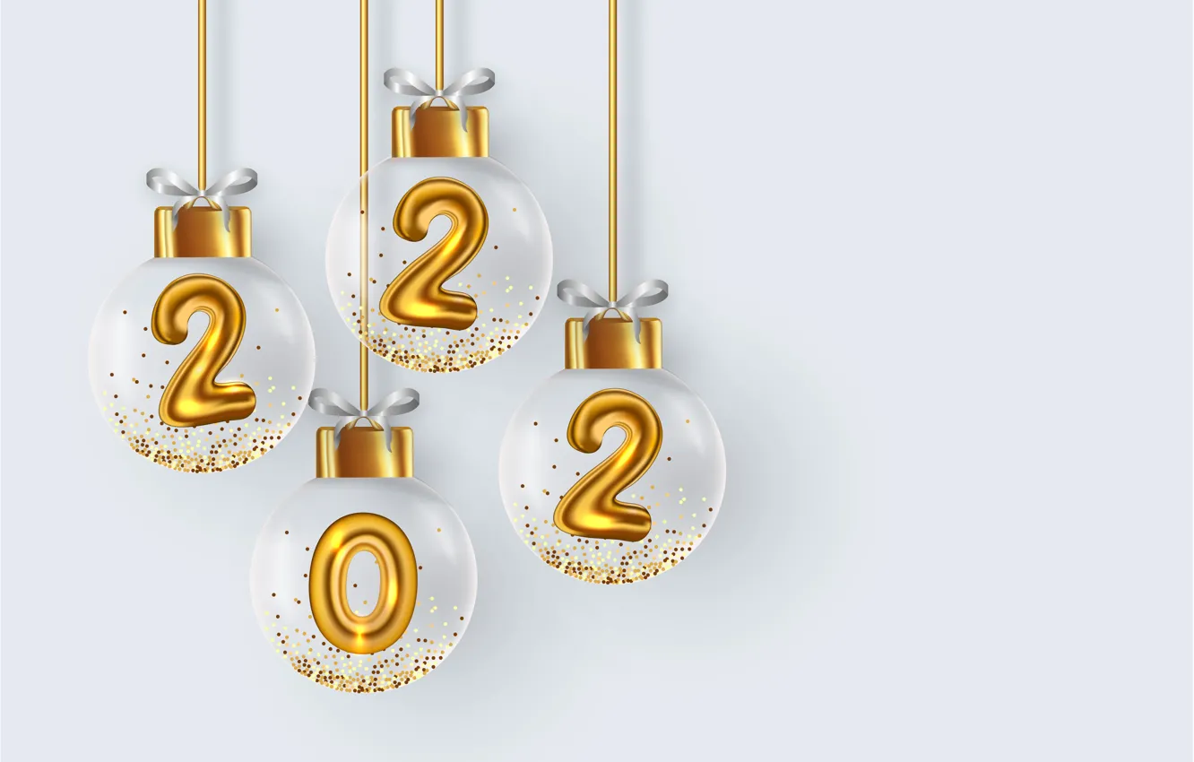 Фото обои шарики, фон, шары, Рождество, цифры, Новый год, 2022