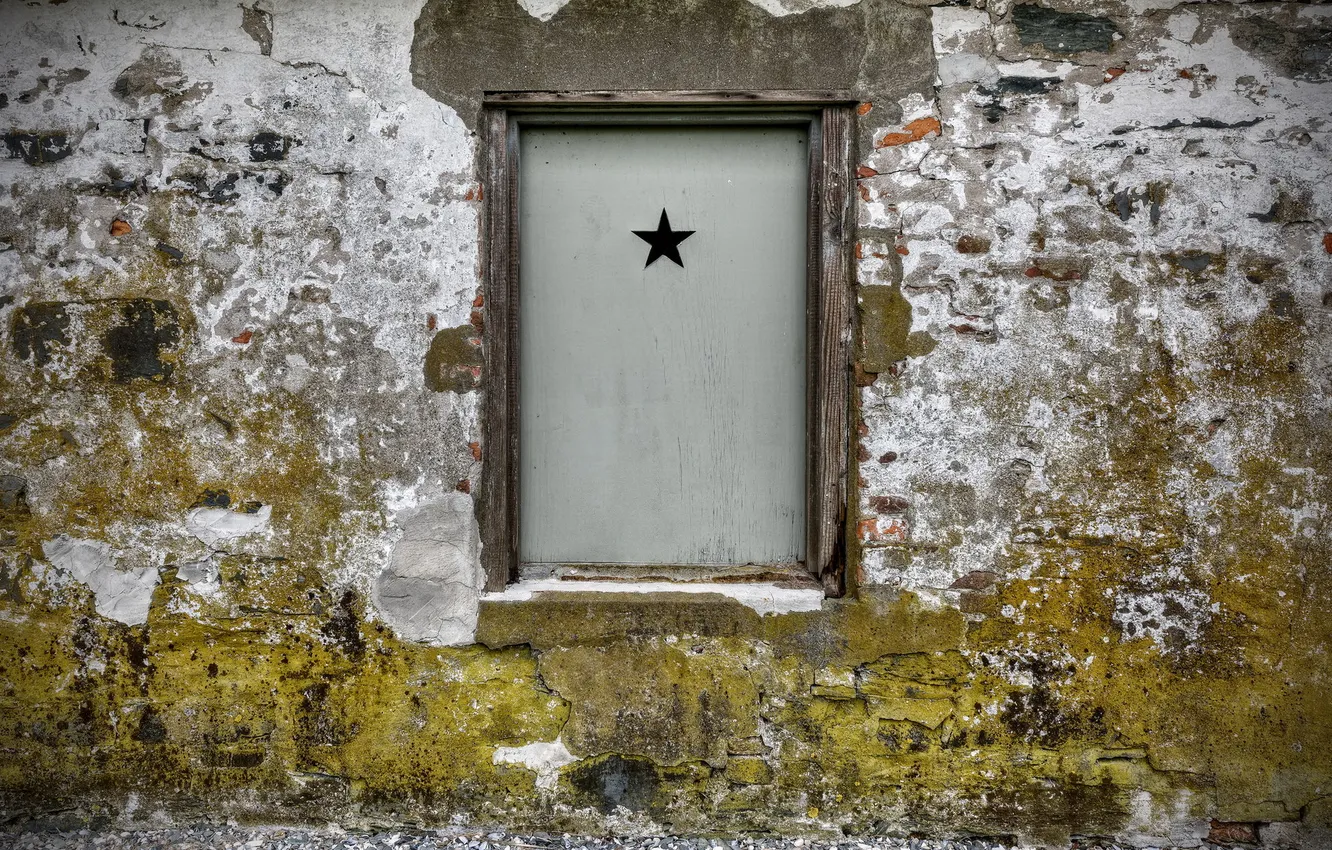 Фото обои стена, звезда, окно