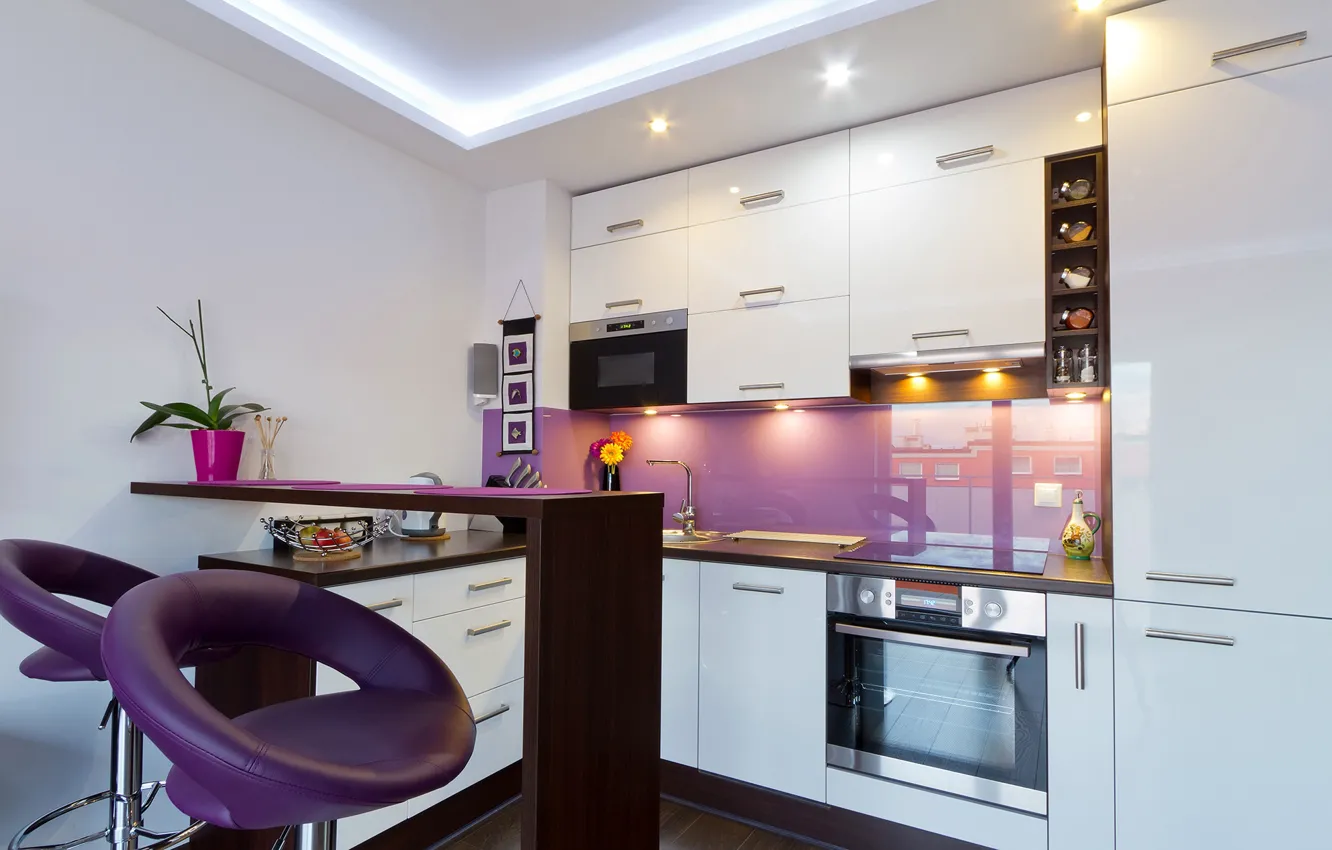 Фото обои интерьер, кухня, шкаф