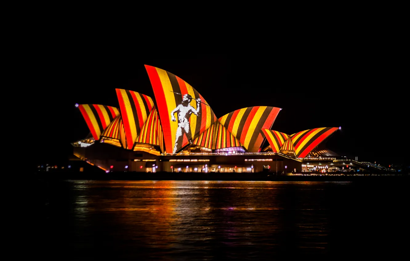 Фото обои ночь, огни, Австралия, Сидней, оперный театр