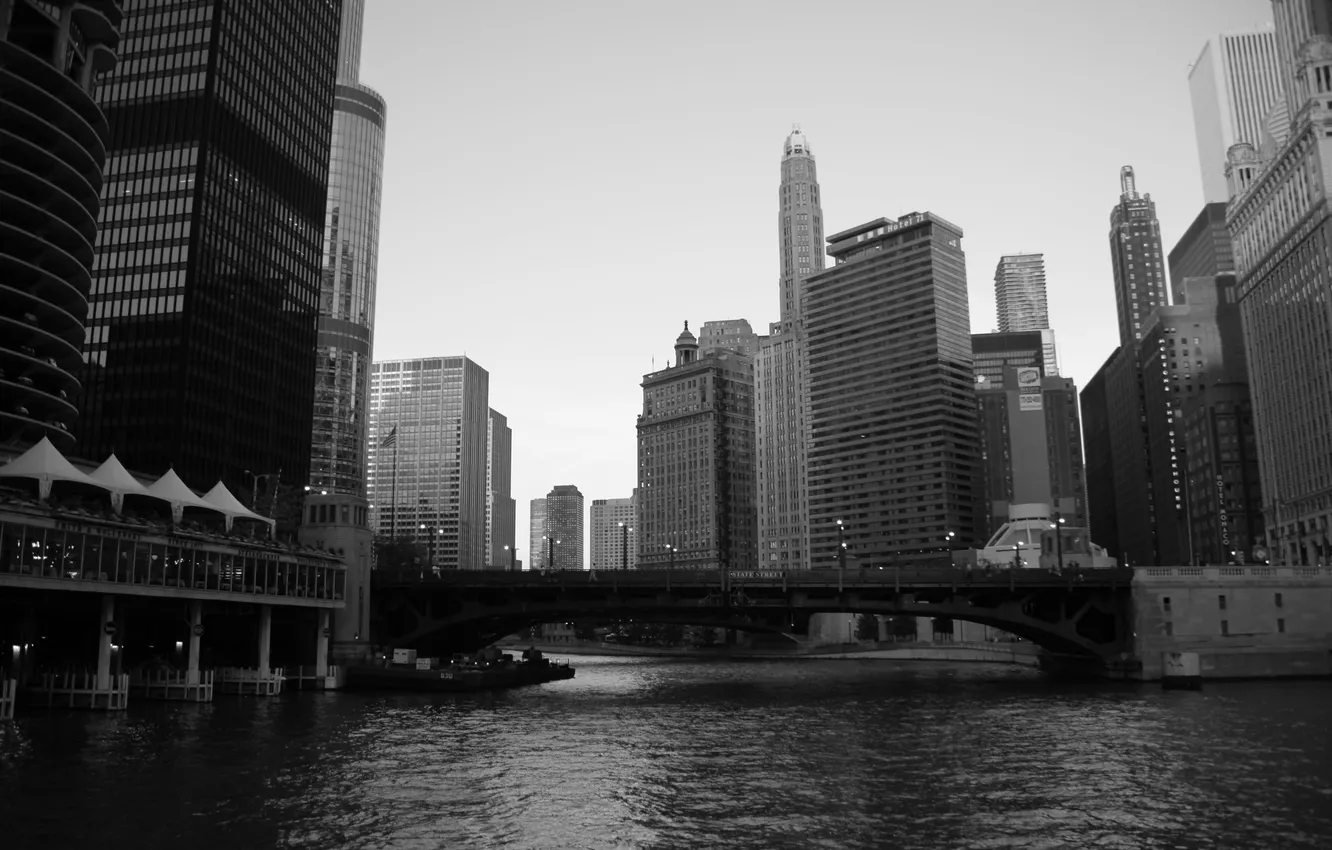 Фото обои city, река, небоскребы, USA, америка, чикаго, Chicago, сша