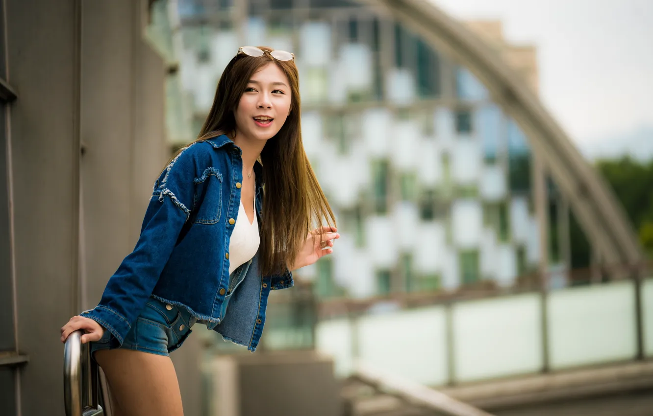 Фото обои девушка, азиатка, милашка, боке