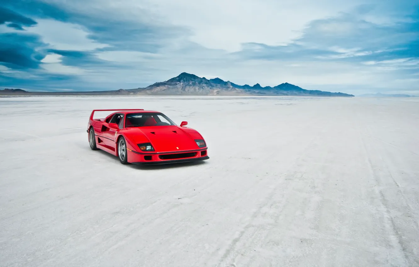 Фото обои машина, озеро, Ferrari F40