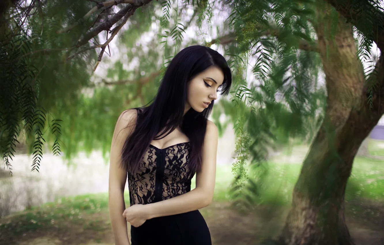 Фото обои девушка, фон, Hannah Ray
