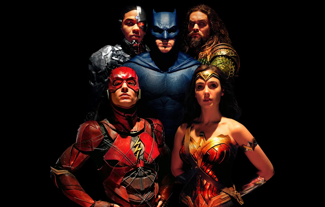 Фото обои фантастика, черный фон, Wonder Woman, постер, Batman, Бен Аффлек, комикс, супергерои