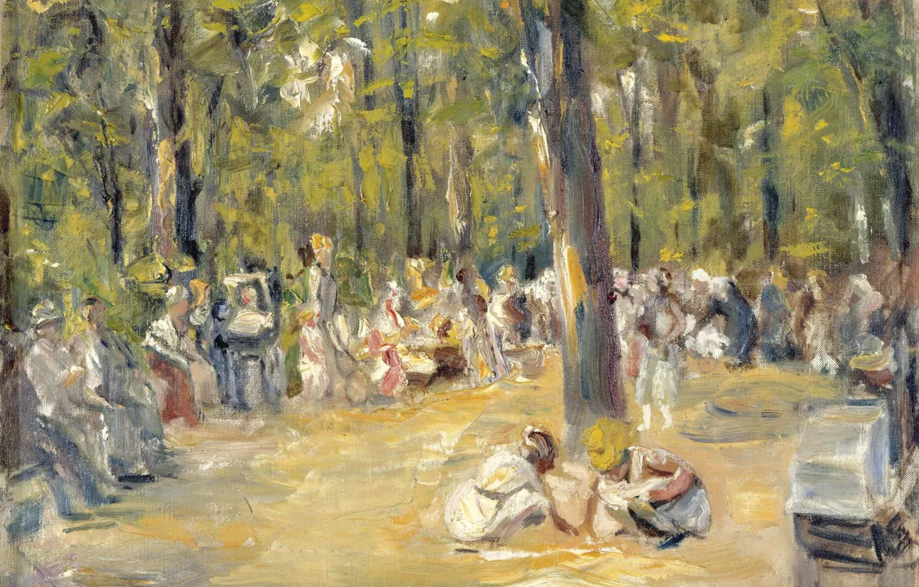 Фото обои пейзаж, картина, Max Liebermann, Макс Либерман, Сцена в Парке