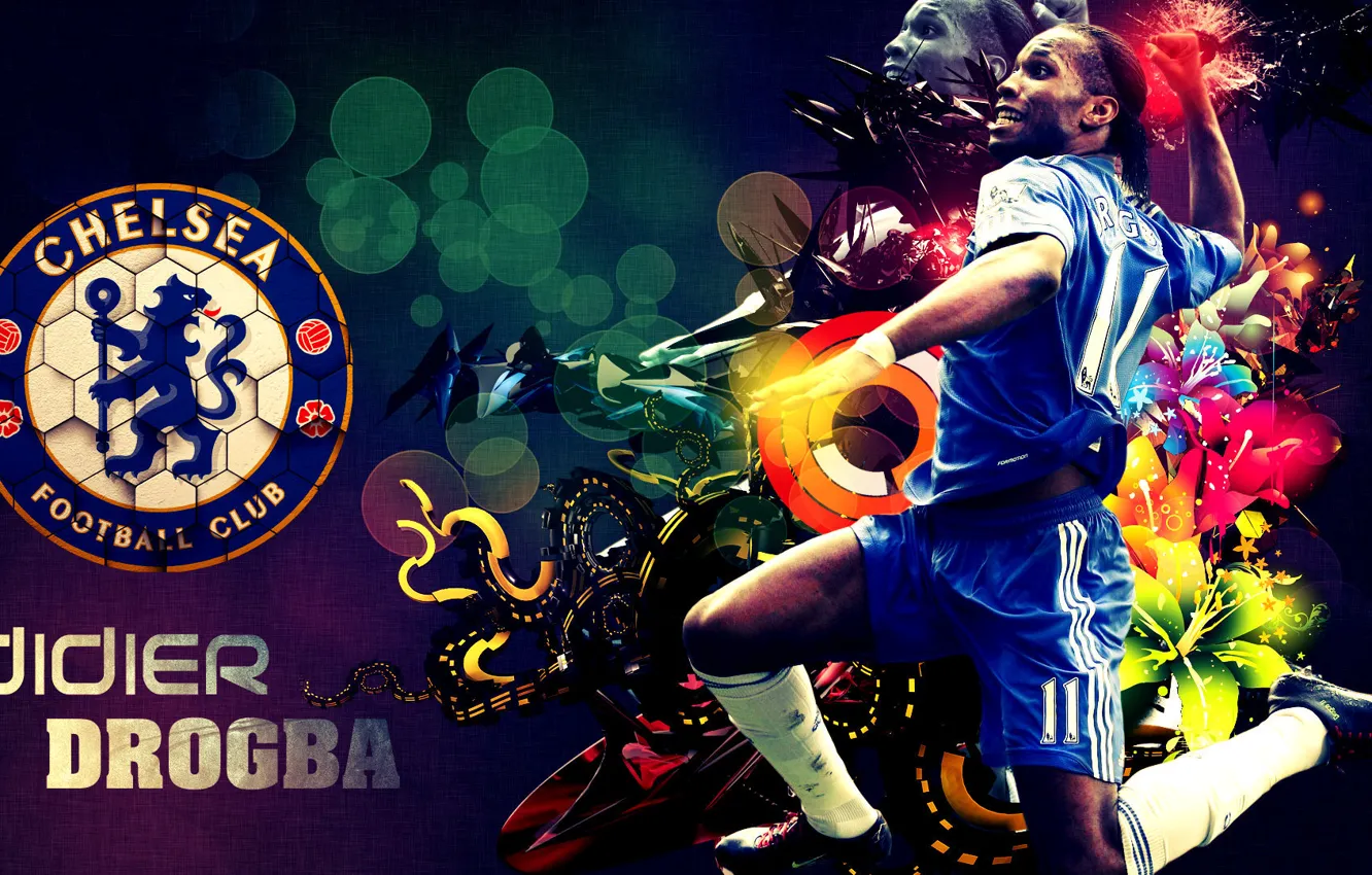 Фото обои радость, футболист, челси, Дидье Дрогба, Didier Drogba