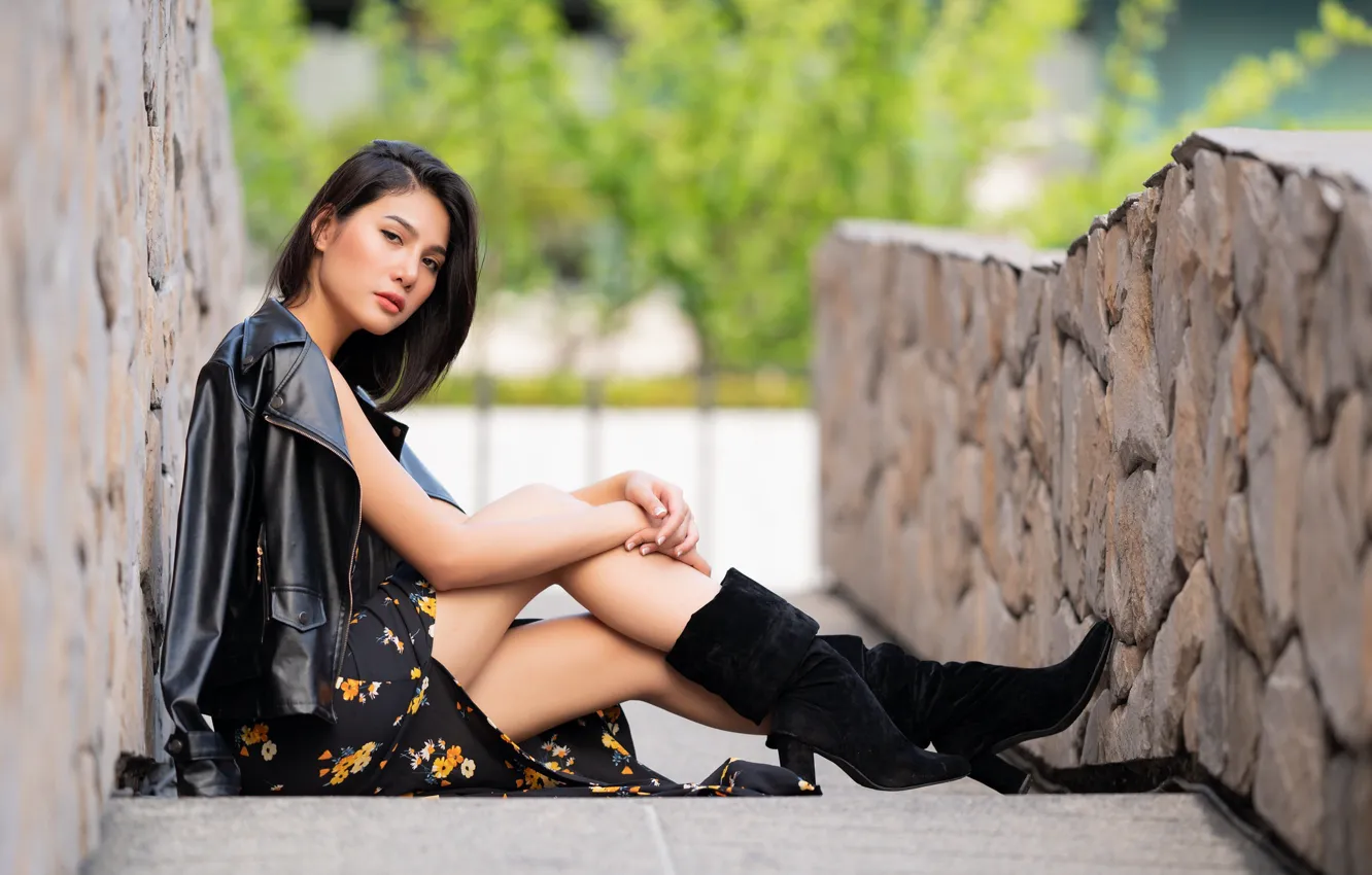 Фото обои взгляд, девушка, Fai