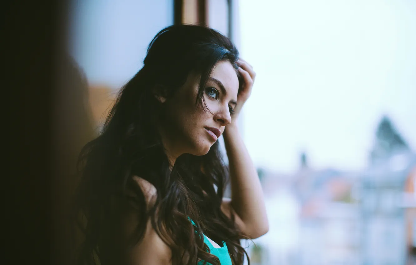 Фото обои взгляд, портрет, боке, Blue Morning