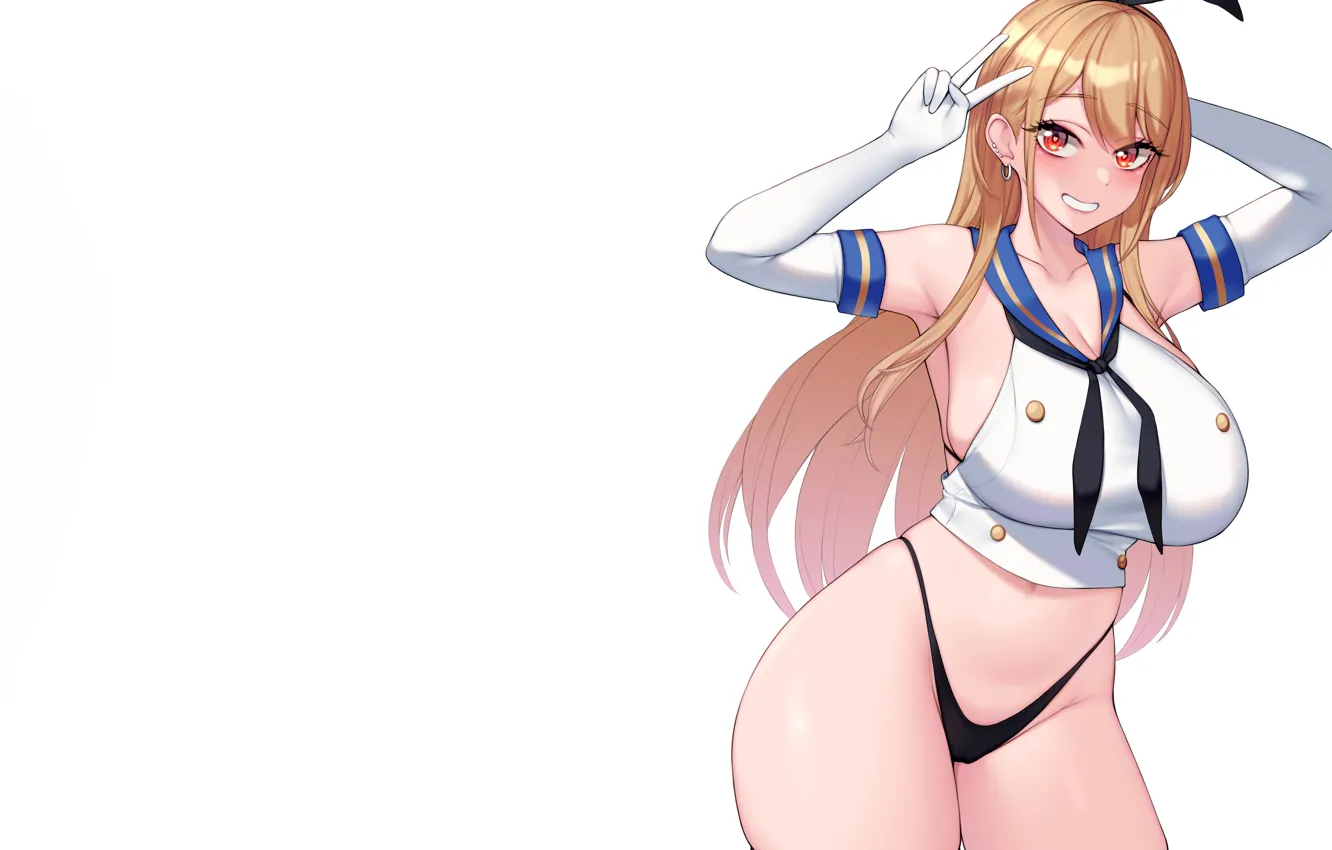 Фото обои girl, sexy, lingerie, pantsu, cleavage, school uniform, panties, long hair