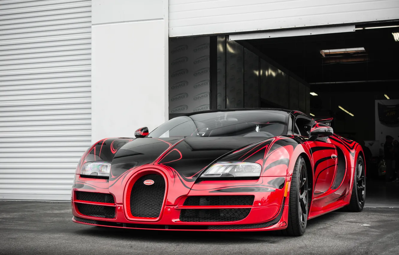 Фото обои Bugatti, Grand, Veyron, Red, Black, Sport, Rouge, Vitesse L'Or