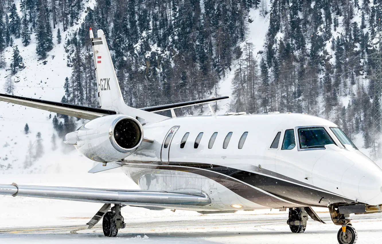 Фото обои самолёт, snow, Airplane, jet, Trees, rich, mount