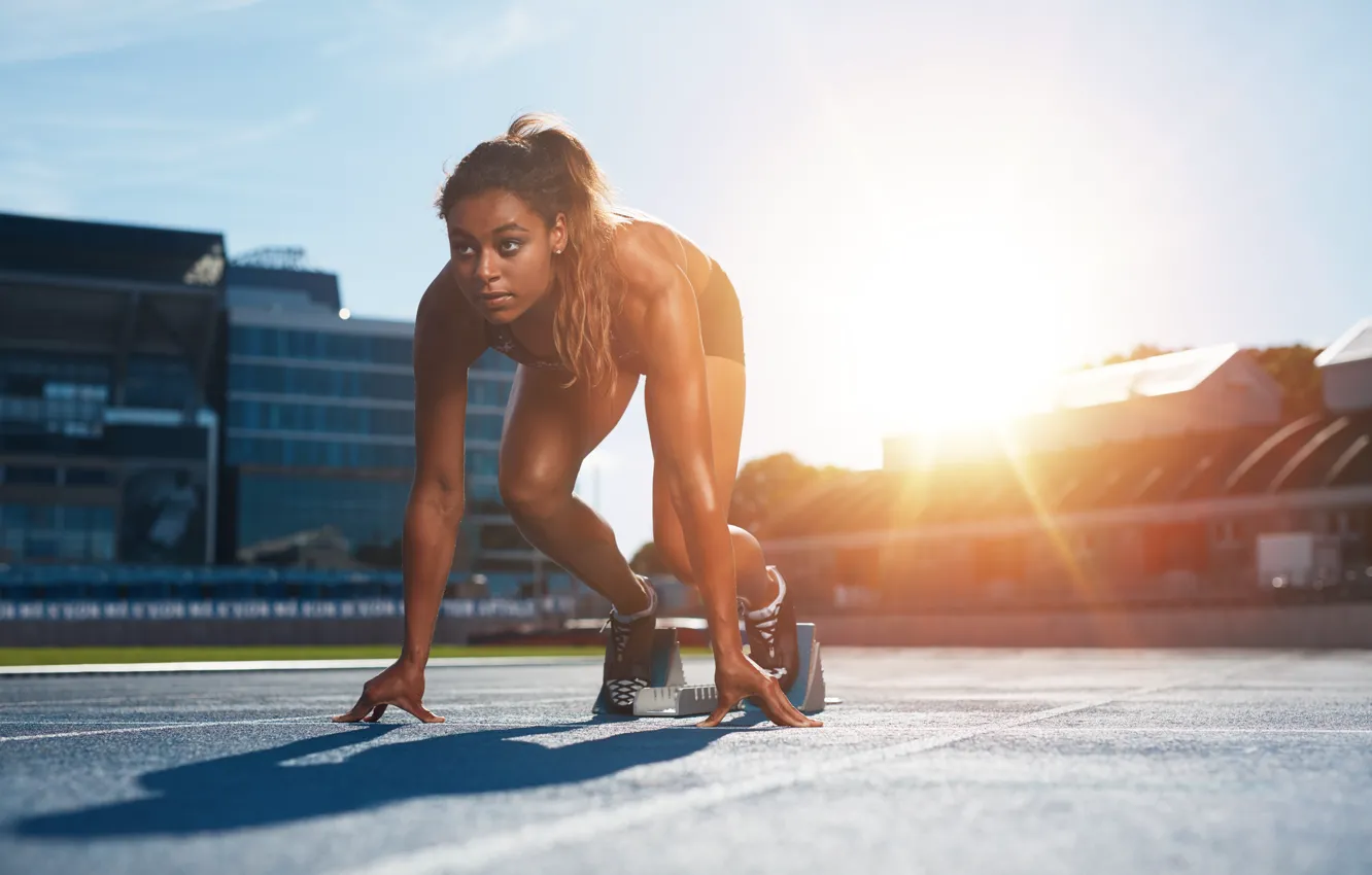 Фото обои track, pose, start, athletics