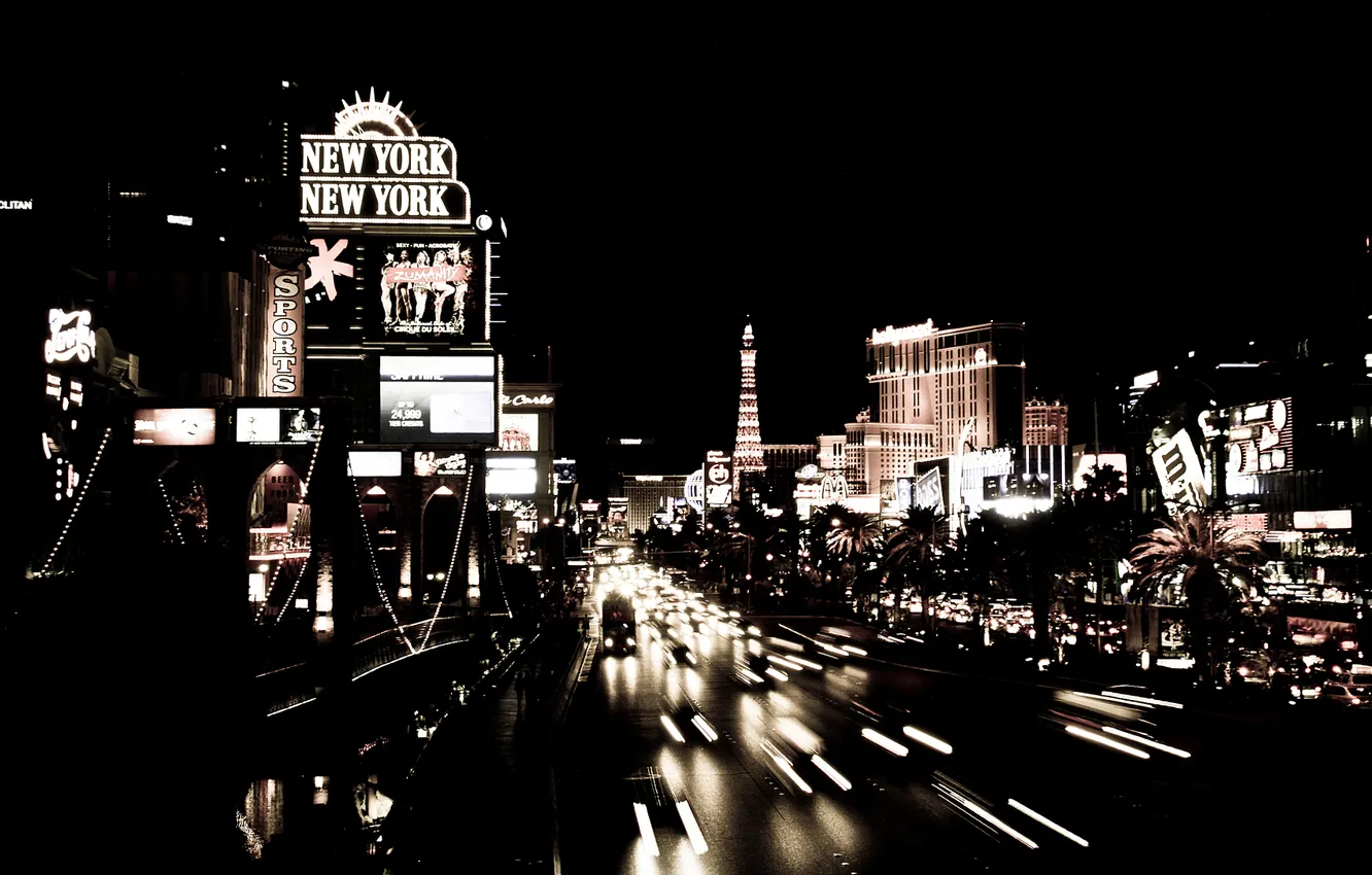 Фото обои ночь, огни, вывески, Las Vegas, u.s.a., щщщикарно, с.ш.а.