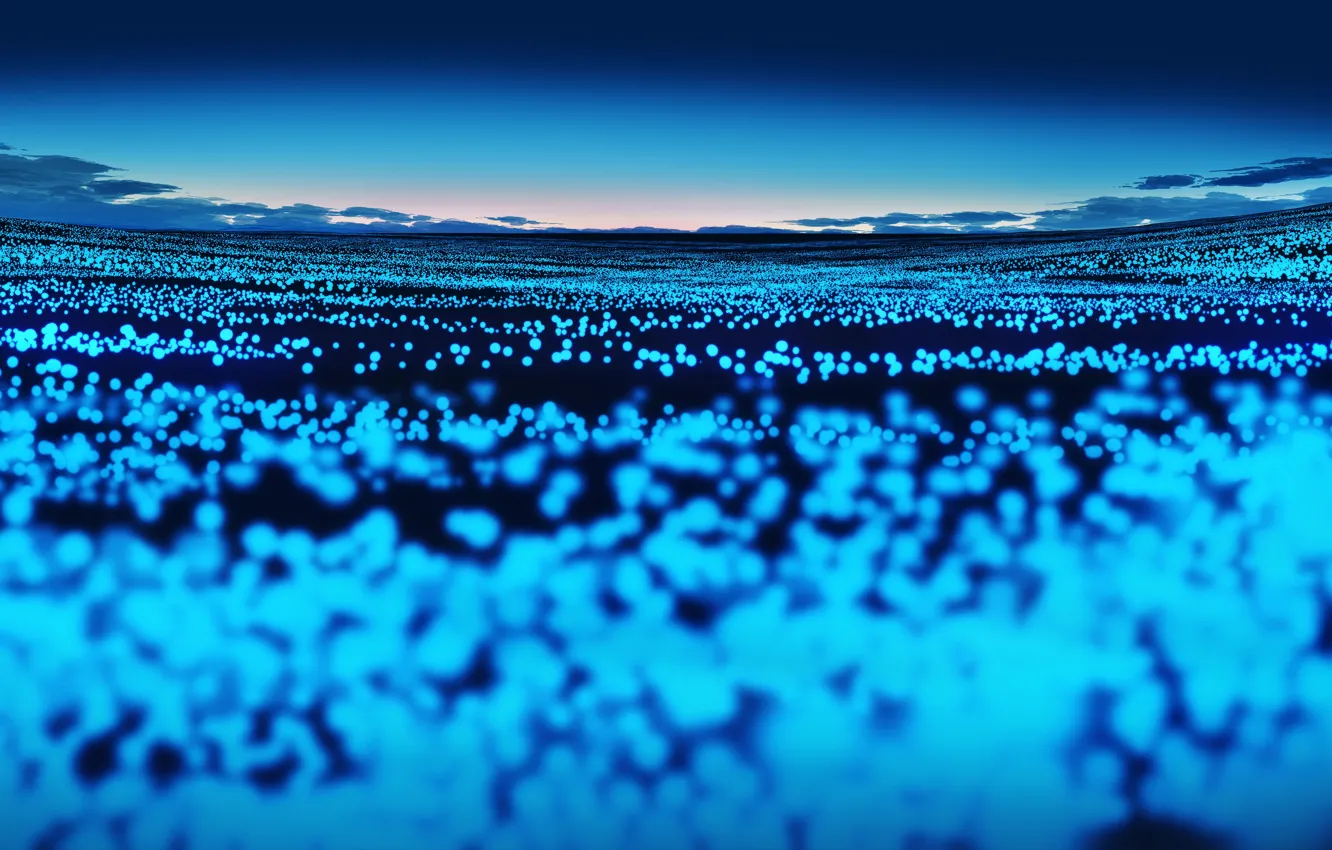 Фото обои небо, поляна, голубые огни, by Gracile