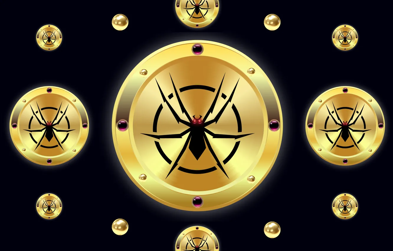 Фото обои spider, gold, design, pattern