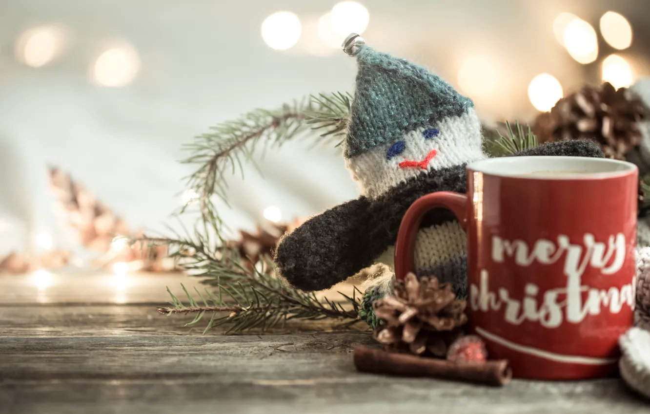 Фото обои зима, украшения, чай, шарф, Рождество, кружка, Новый год, new year