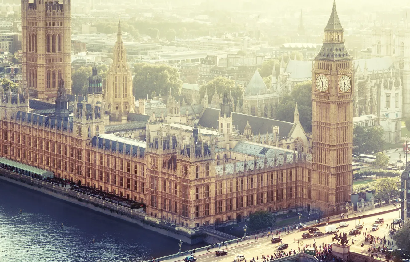 Фото обои london, river, old, palace, monument, landmark, kingdom, parliament