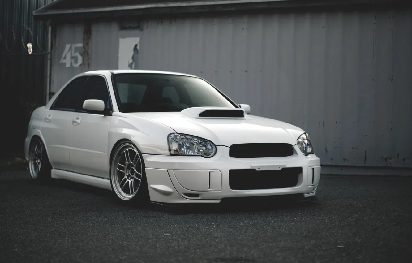 Фото обои white, wheels, subaru, japan, wrx, impreza, jdm, tuning