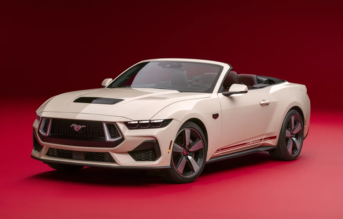 Фото обои Ford, Форд, Мустанг, Convertible, Mustang GT, 2025, лимитированная серия, 60th Anniversary Package
