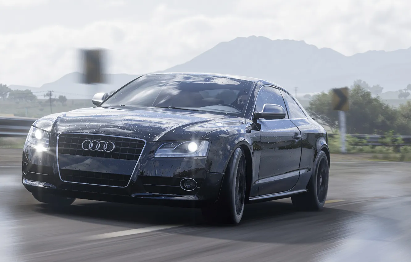 Фото обои car, Audi, road, trees, mountains, Xbox, video games, Forza