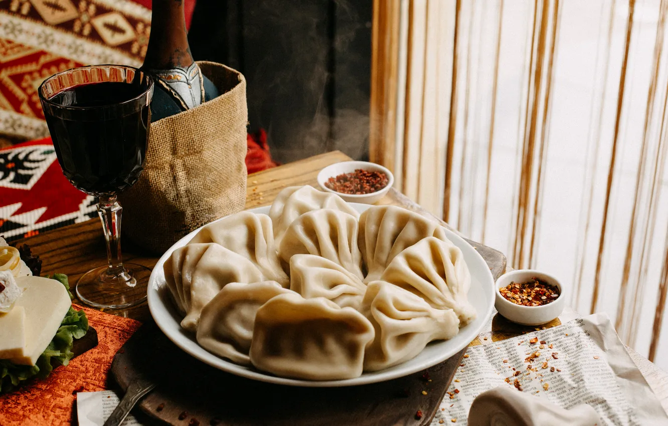 Фото обои table, georgian, khinkali