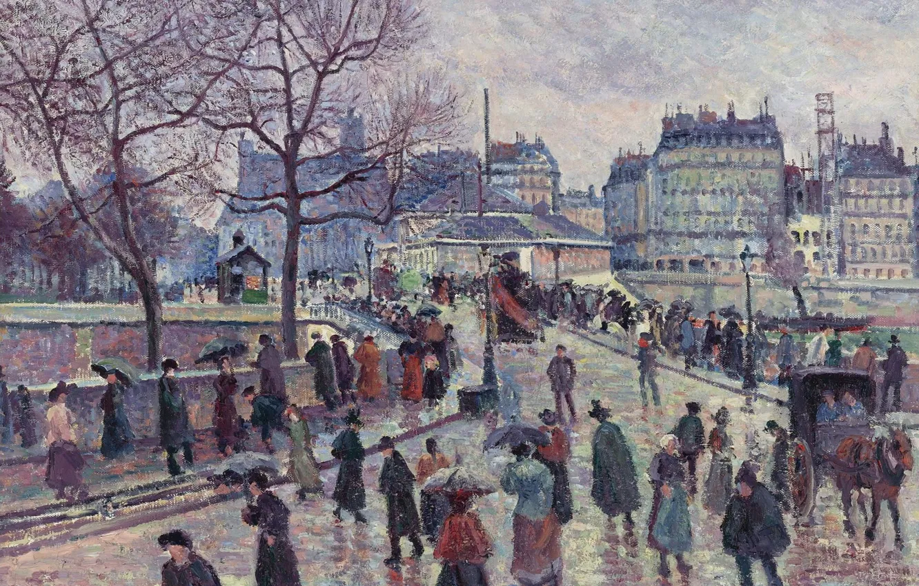 Фото обои картина, 1896, городской пейзаж, Максимильен Люс, Maximilien Luce, Париж. Мост Архиепархии