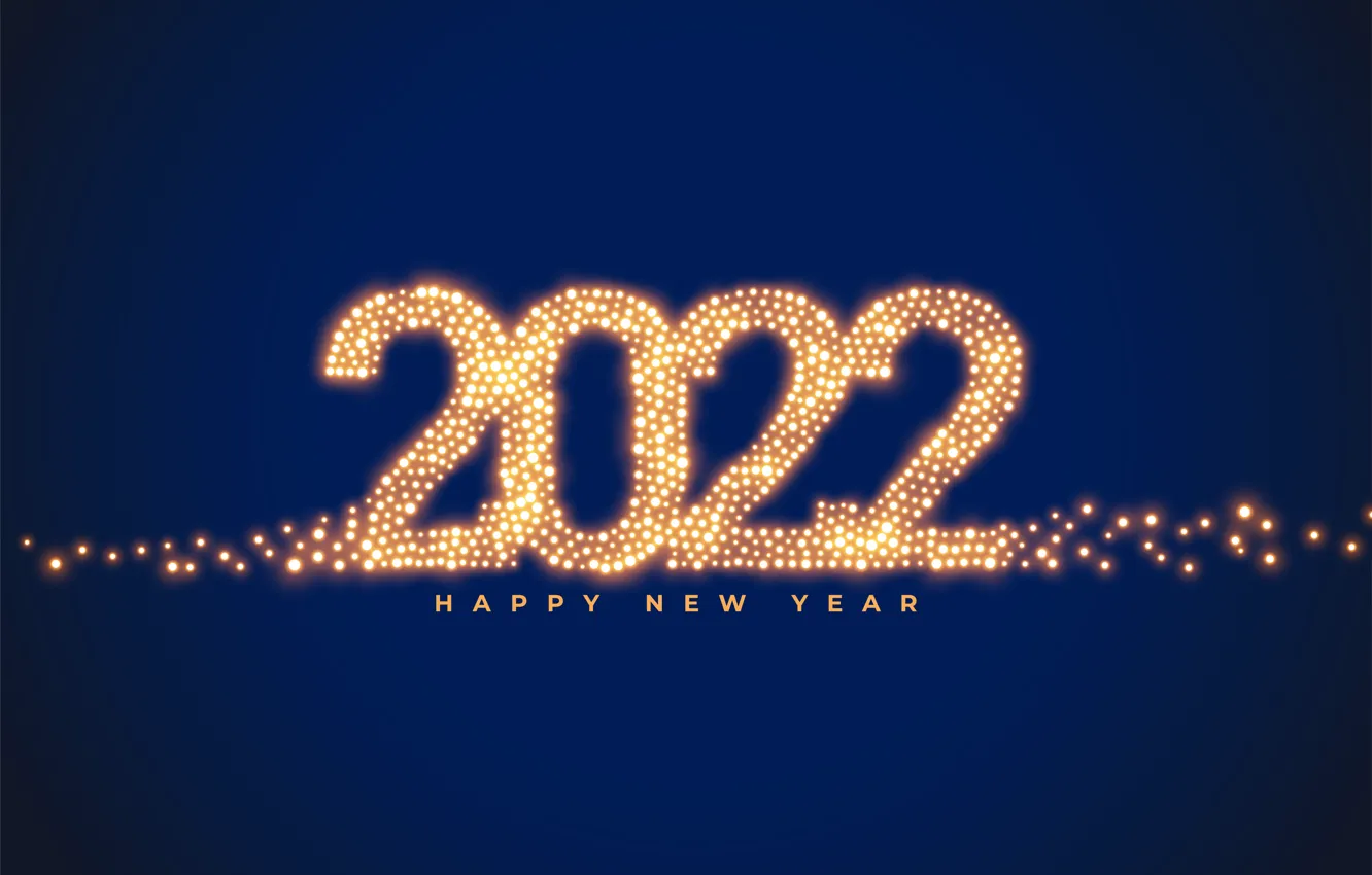 Фото обои цифры, Новый год, синий фон, иллюминация, 2022