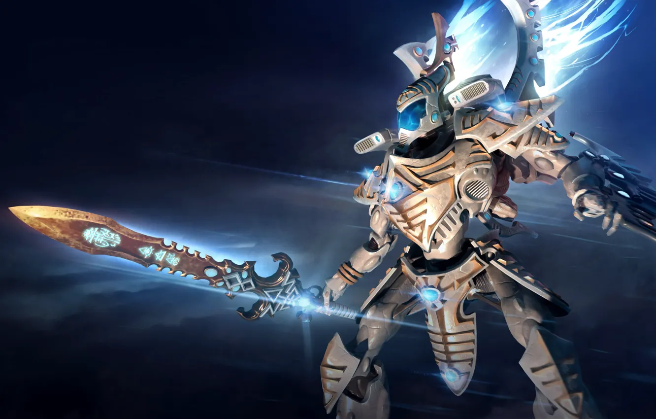 Фото обои skull, sword, gun, game, Warhammer 40000, armor, mecha, weapon