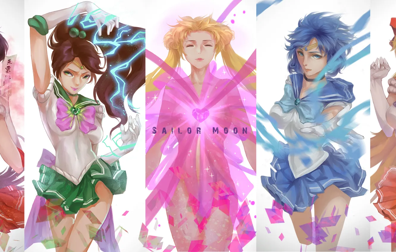 Фото обои девушки, магия, аниме, арт, бант, sailor mars, Bishoujo Senshi Sailor Moon, sailor moon