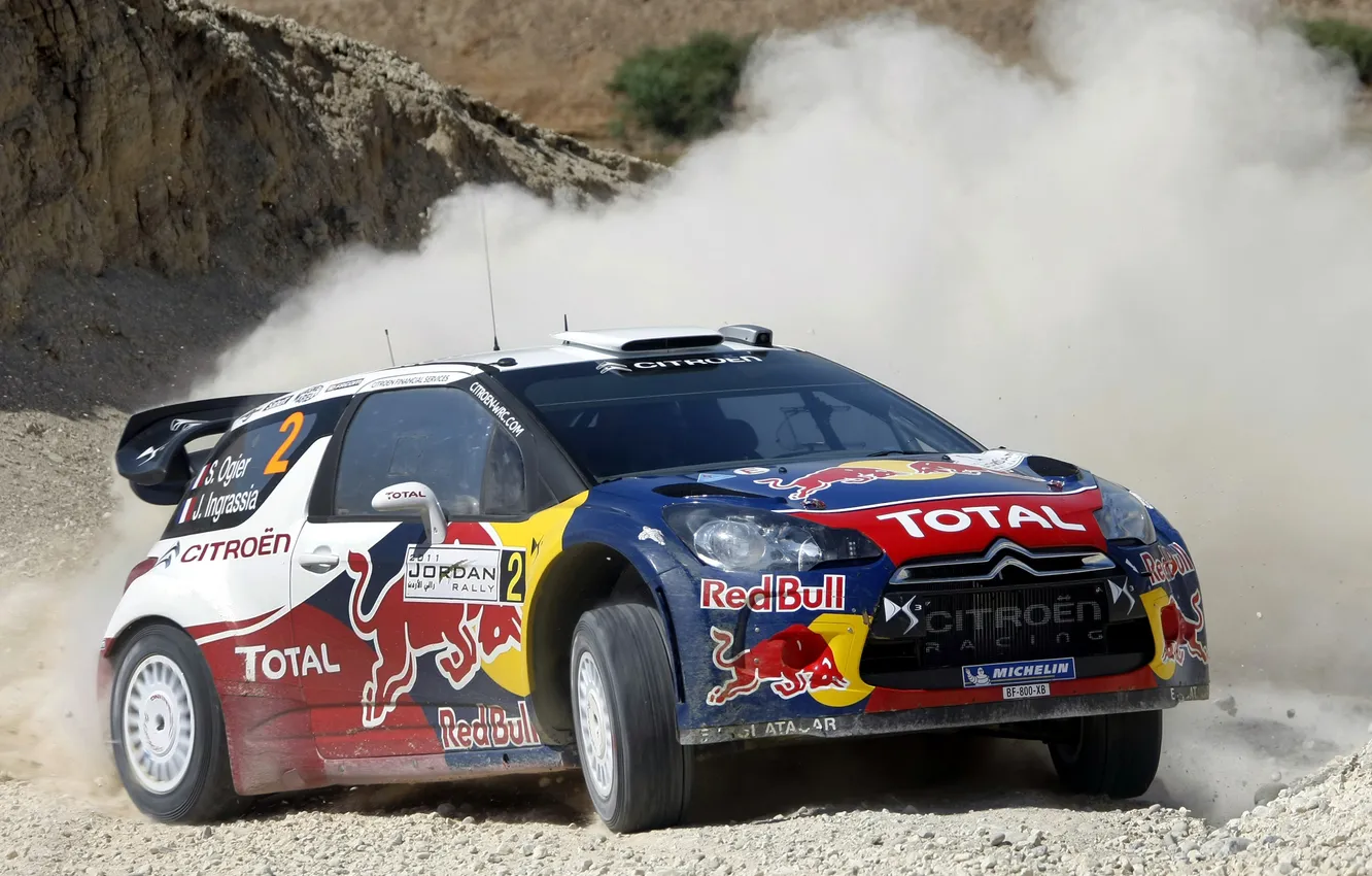 Фото обои гонка, Citroën, пыль, Race, DS3, ралли, WRC, dust