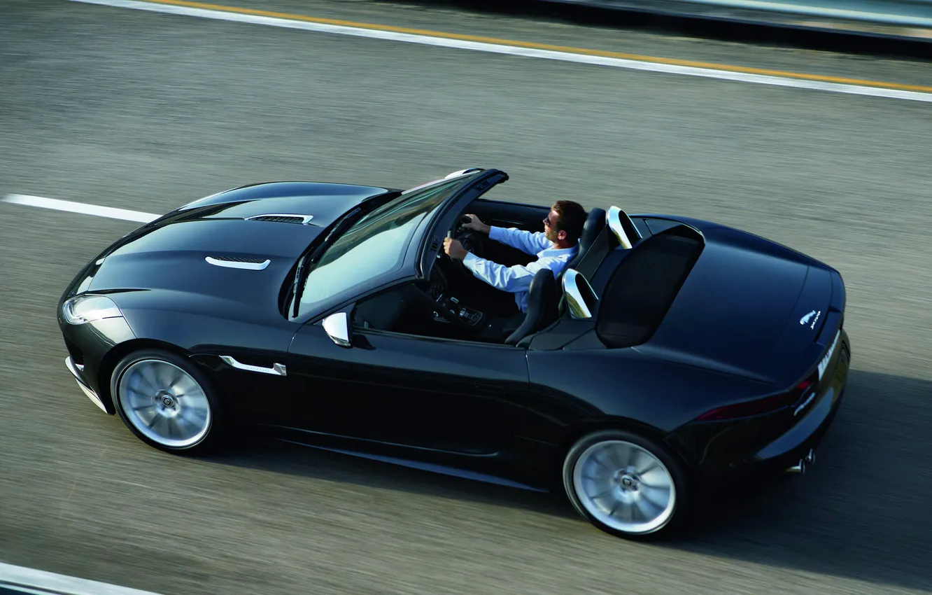 Фото обои car, Jaguar, black, speed, F-Type, V8 S