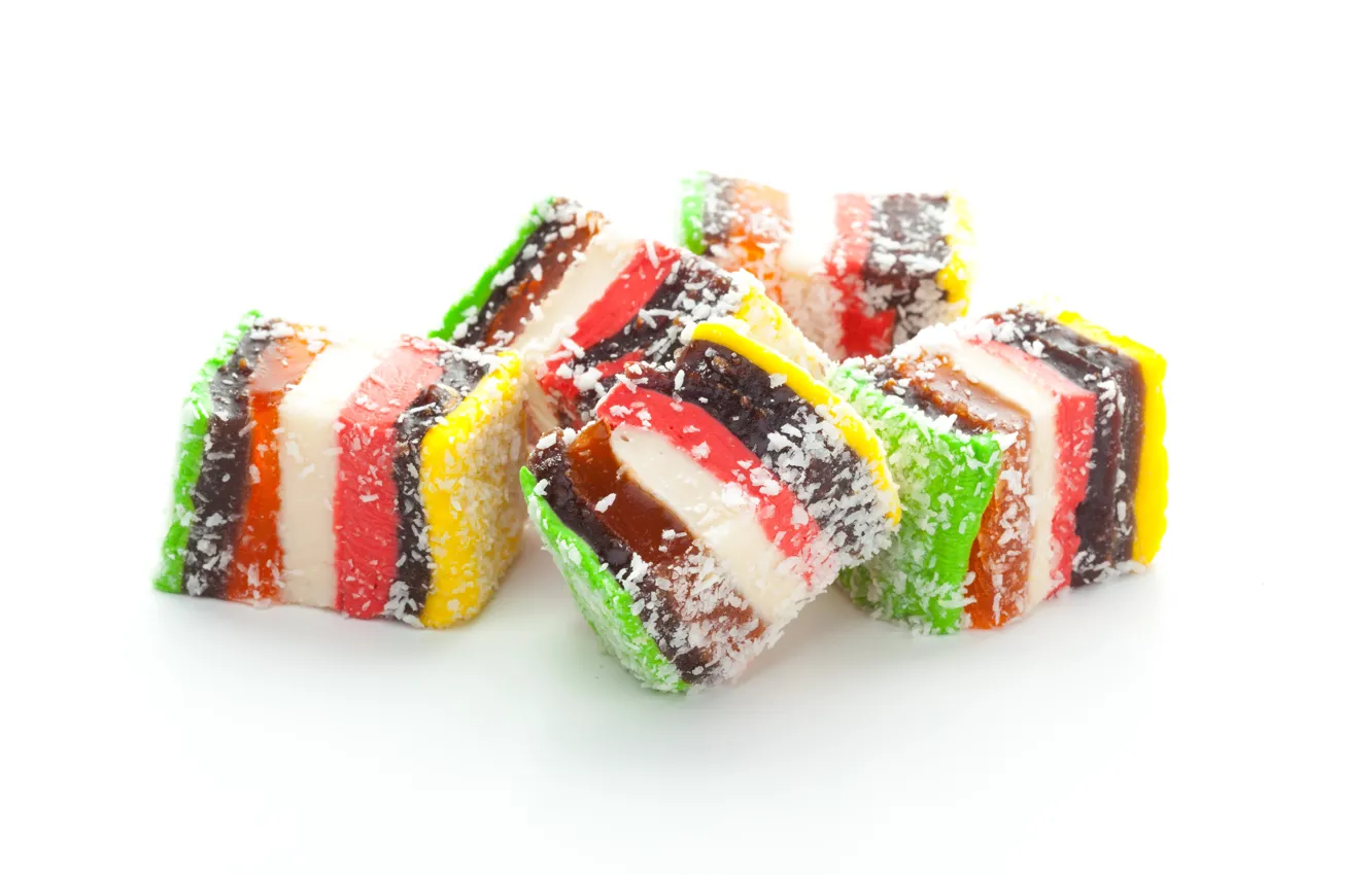 Фото обои фото, Белый фон, Сладости, Еда, Tasty Turkish delight