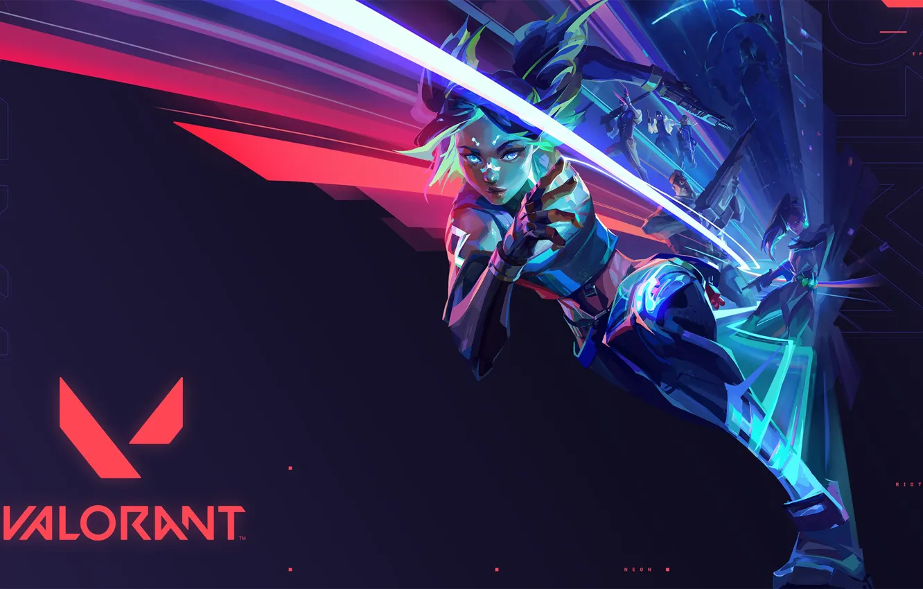 Фото обои Art, Neon, Valorant, Riot Game