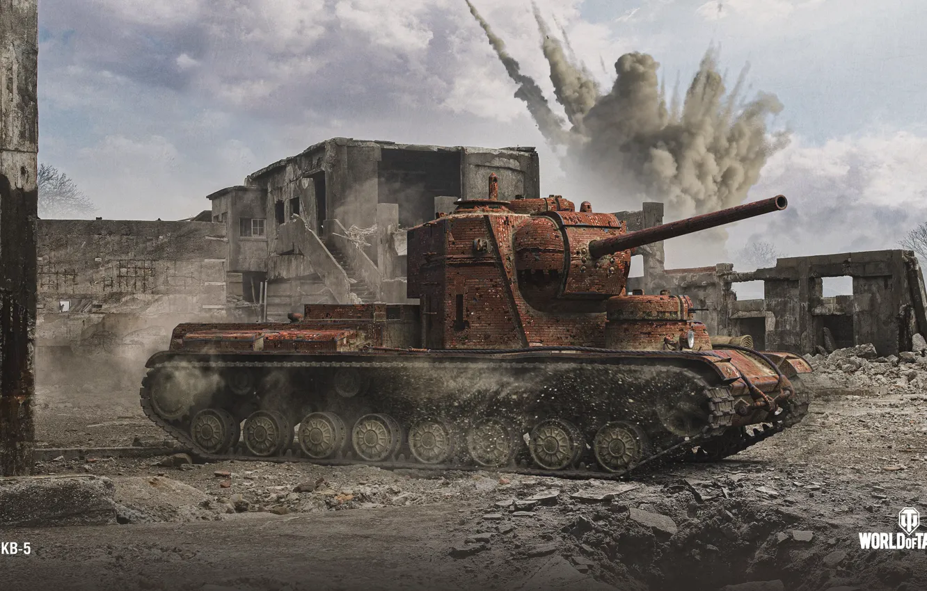 Фото обои взрыв, WoT, World of Tanks, Wargaming, КВ-5