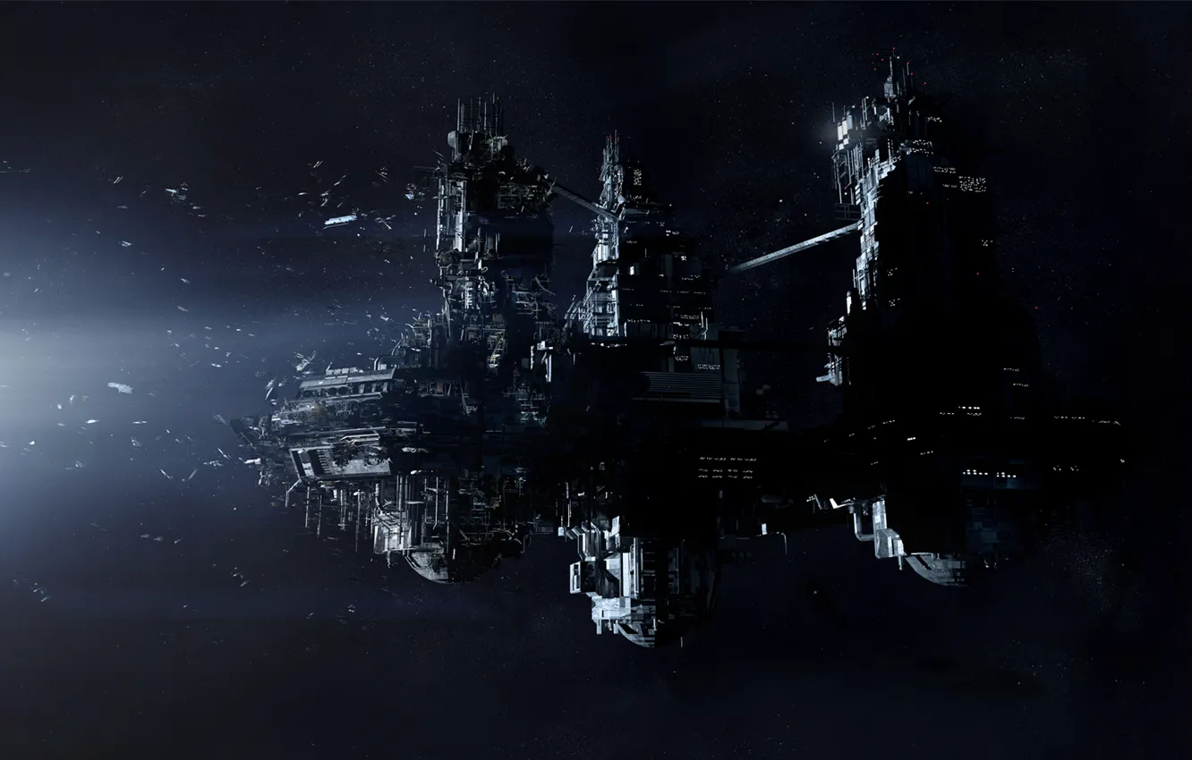 Фото обои Звезды, Космос, Корабль, Свет, Космический Корабль, Обломки, Creative Assembly, PS4
