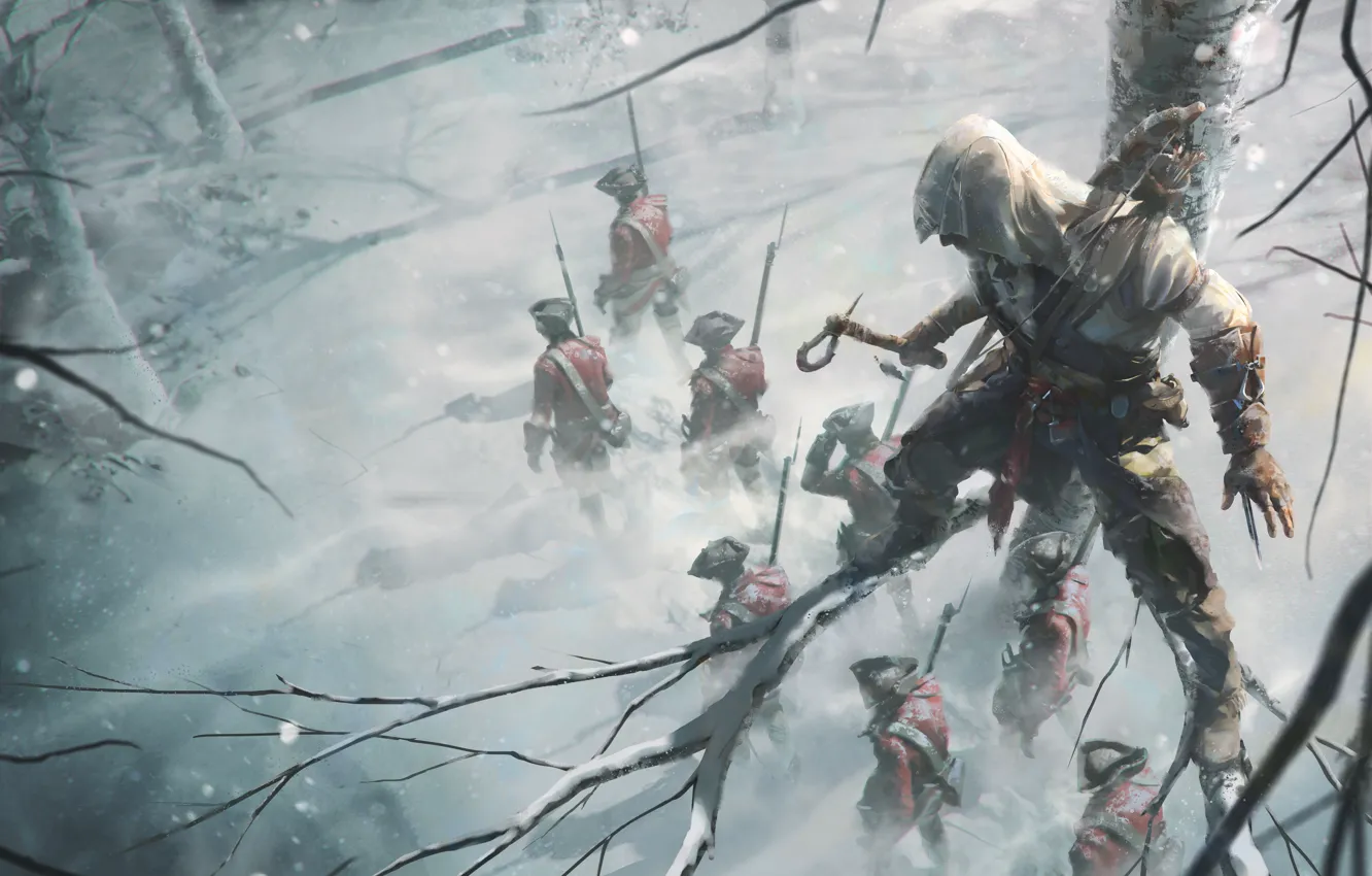 Фото обои солдаты, Ubisoft, Assassin's Creed III, Коннор, Assassin’s Creed 3