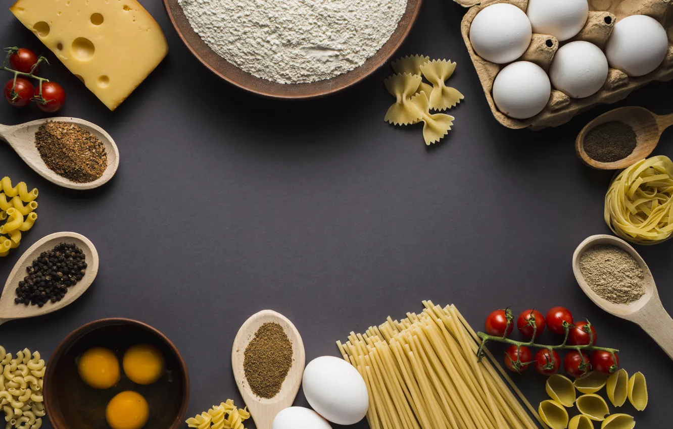 Фото обои еда, сыр, Италия, спагетти, специи, мука, лапша, паста