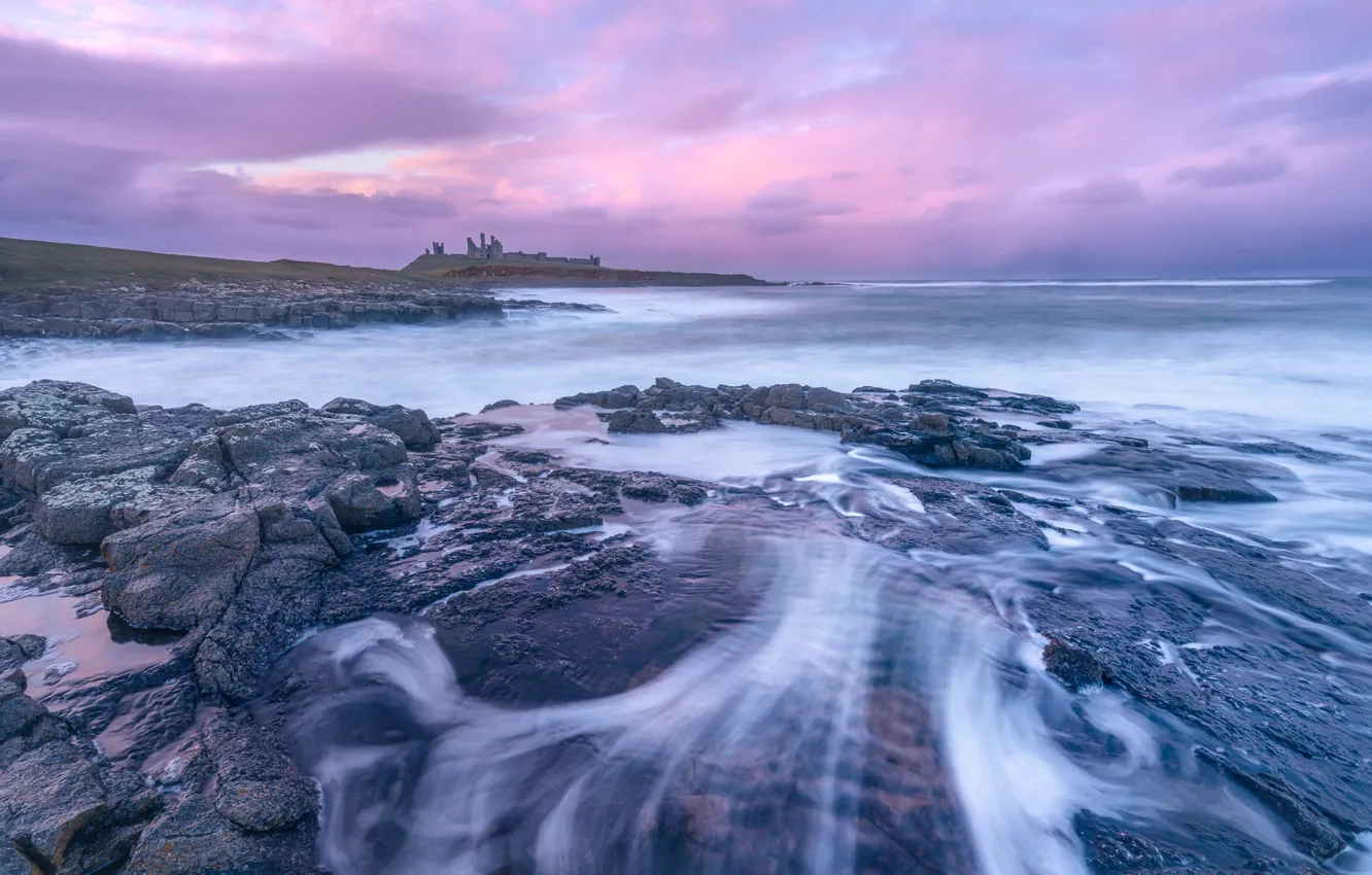 Фото обои море, замок, берег