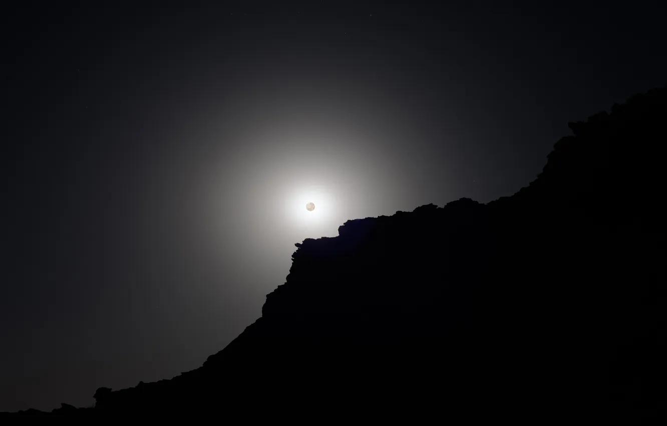 Фото обои небо, ночь, скала, луна, полнолуние