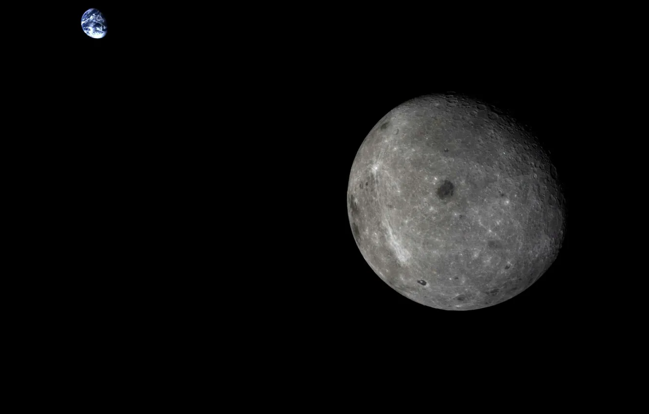 Фото обои Луна, Земля, Chang'e 5-T1