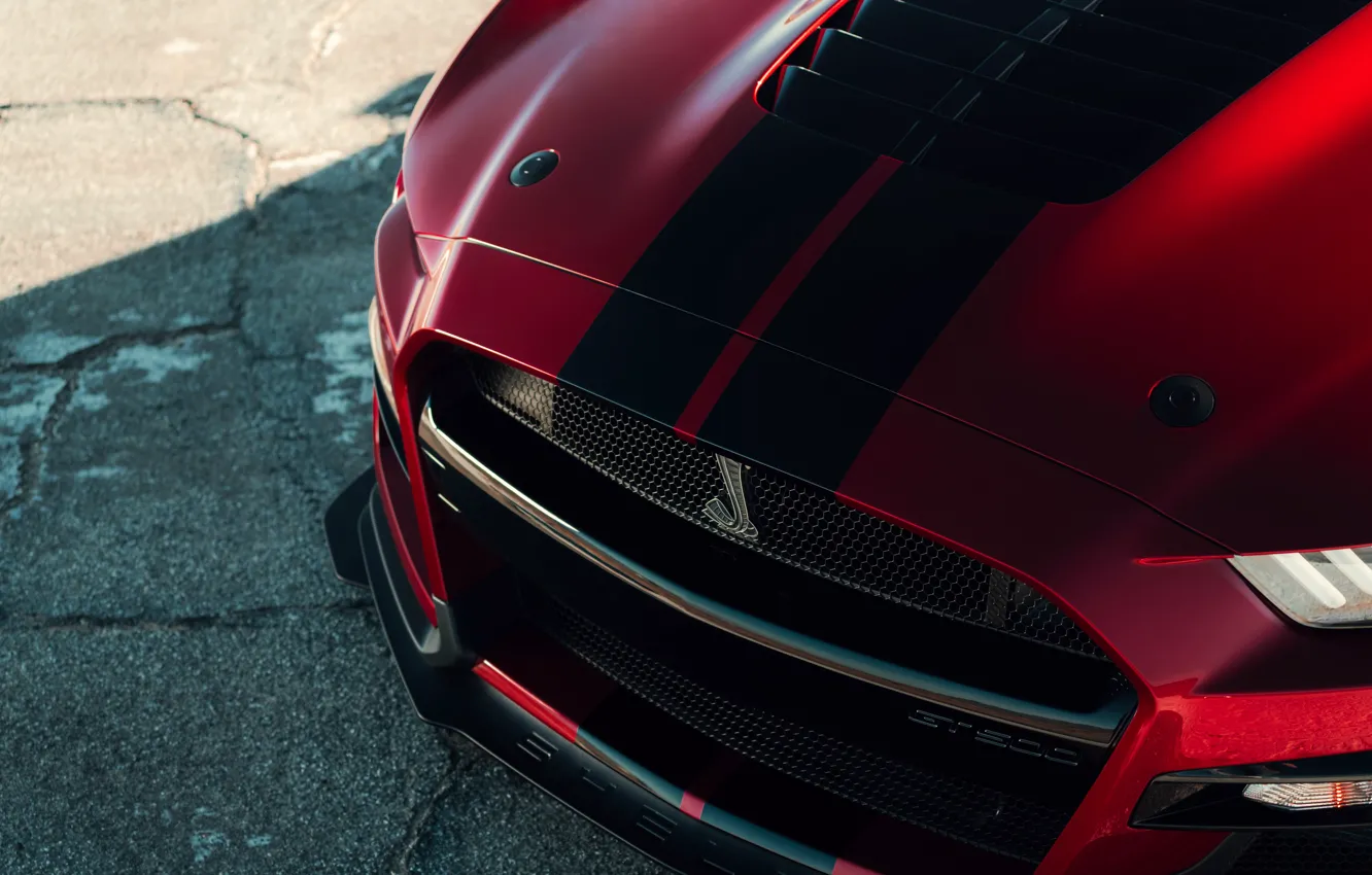 Фото обои Mustang, Ford, Shelby, GT500, перед, кровавый, 2019